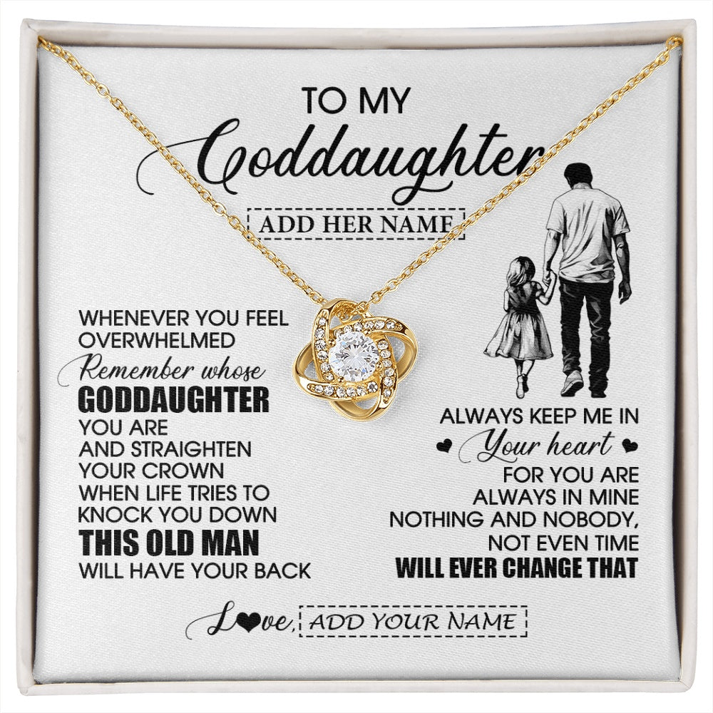 Love Knot Necklace 18K Yellow Gold Finish | 1 | Personalized To My Goddaughter Gifts Necklace From Uncle Whenever Man Unique Birthday Gifts For Goddaughter Graduation Christmas Custom Gift Box Message Card | siriusteestore.myshopify