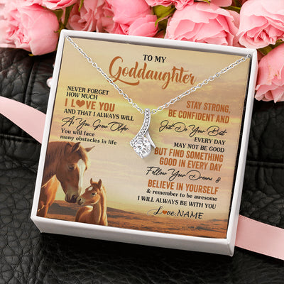 Alluring Beauty Necklace 14K White Gold Finish | 2 | Personalized To My Goddaughter I Love You Forever Necklace From Godfather Aunt Horse Goddaughter Birthday JewelryChristmas Customized Gift Box Message Card | siriusteestore