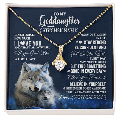 Alluring Beauty Necklace 18K Yellow Gold Finish | 1 | Personalized To My Goddaughter I Love You Forever Necklace From Godmother Wolf Goddaughter Birthday Gifts Graduation Christmas Custom Gift Box Message Card | siriusteestore.myshopify