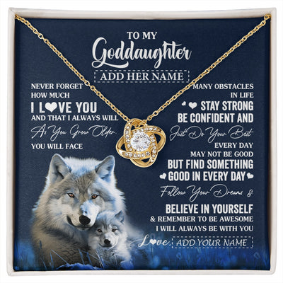 Love Knot Necklace 18K Yellow Gold Finish | 1 | Personalized To My Goddaughter I Love You Forever Necklace From Godmother Wolf Goddaughter Birthday Gifts Graduation Christmas Custom Gift Box Message Card | siriusteestore.myshopify