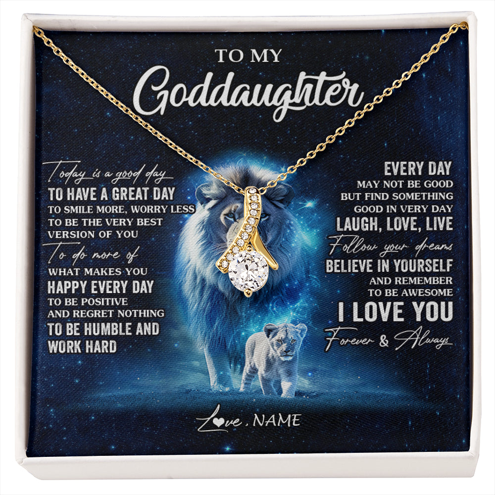 Alluring Beauty Necklace 18K Yellow Gold Finish | 1 | Personalized To My Goddaughter Lion Necklace From Godfather Today Is A Good Day Goddaughter Gifts Birthday Christmas Customized Gift Box Message Card | siriusteestore