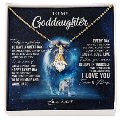 Alluring Beauty Necklace 18K Yellow Gold Finish | 1 | Personalized To My Goddaughter Lion Necklace From Godfather Today Is A Good Day Goddaughter Gifts Birthday Christmas Customized Gift Box Message Card | siriusteestore