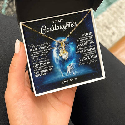 Alluring Beauty Necklace 18K Yellow Gold Finish | 2 | Personalized To My Goddaughter Lion Necklace From Godfather Today Is A Good Day Goddaughter Gifts Birthday Christmas Customized Gift Box Message Card | siriusteestore