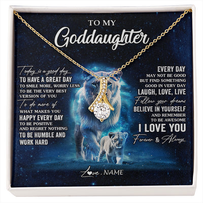 Alluring Beauty Necklace 18K Yellow Gold Finish | 1 | Personalized To My Goddaughter Lion Necklace From Godmother Today Is A Good Day Goddaughter Gifts Birthday Christmas Customized Gift Box Message Card | siriusteestore
