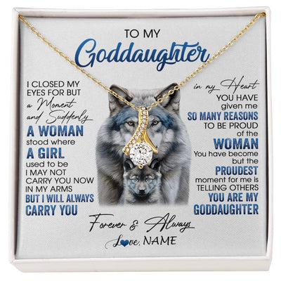 Alluring Beauty Necklace 18K Yellow Gold Finish | 1 | Personalized To My Goddaughter Necklace From Aunt I Close My Eyes For But A Moment Wolf Goddaughter Birthday Gifts Christmas Customized Gift Box Message Card | siriusteestore