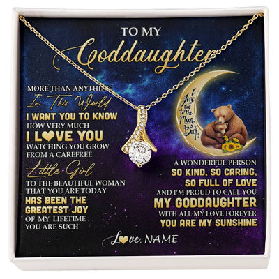 Alluring Beauty Necklace 18K Yellow Gold Finish | 1 | Personalized To My Goddaughter Necklace From Aunt Positive Energy Encourage Brave Little Bear Goddaughter Birthday Christmas Customized Gift Box Message Card | siriusteestore