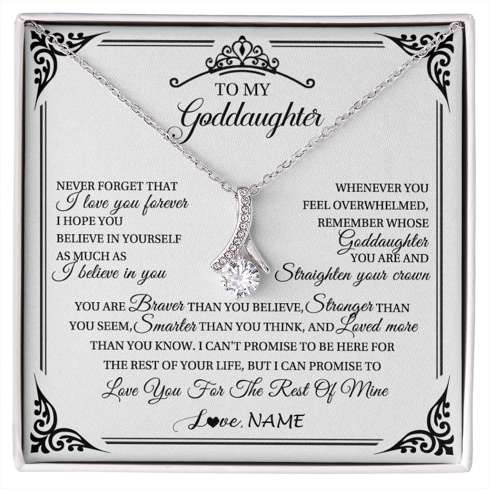 Alluring Beauty Necklace 14K White Gold Finish | 1 | Personalized To My Goddaughter Necklace From Aunt Uncle I Love You Forever Goddaughter Birthday Jewelry Graduation Christmas Customized Gift Box Message Card | siriusteestore