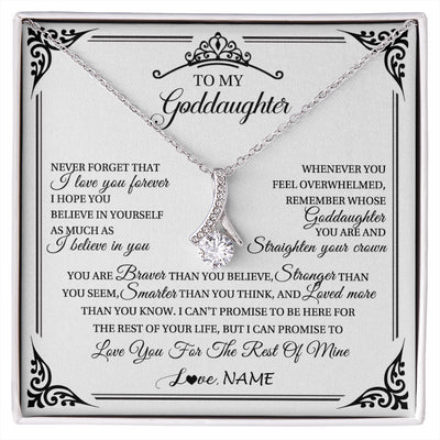 Alluring Beauty Necklace 14K White Gold Finish | 1 | Personalized To My Goddaughter Necklace From Aunt Uncle I Love You Forever Goddaughter Birthday Jewelry Graduation Christmas Customized Gift Box Message Card | siriusteestore