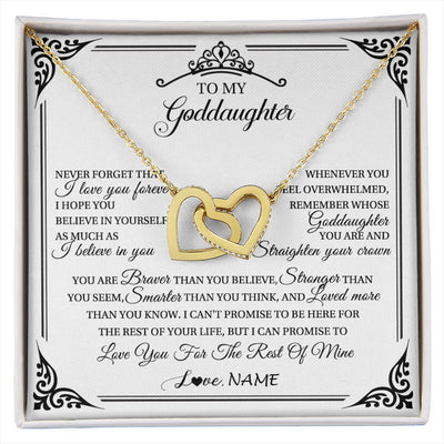 Interlocking Hearts Necklace 18K Yellow Gold Finish | 1 | Personalized To My Goddaughter Necklace From Aunt Uncle I Love You Forever Goddaughter Birthday Jewelry Graduation Christmas Customized Gift Box Message Card | siriusteestore