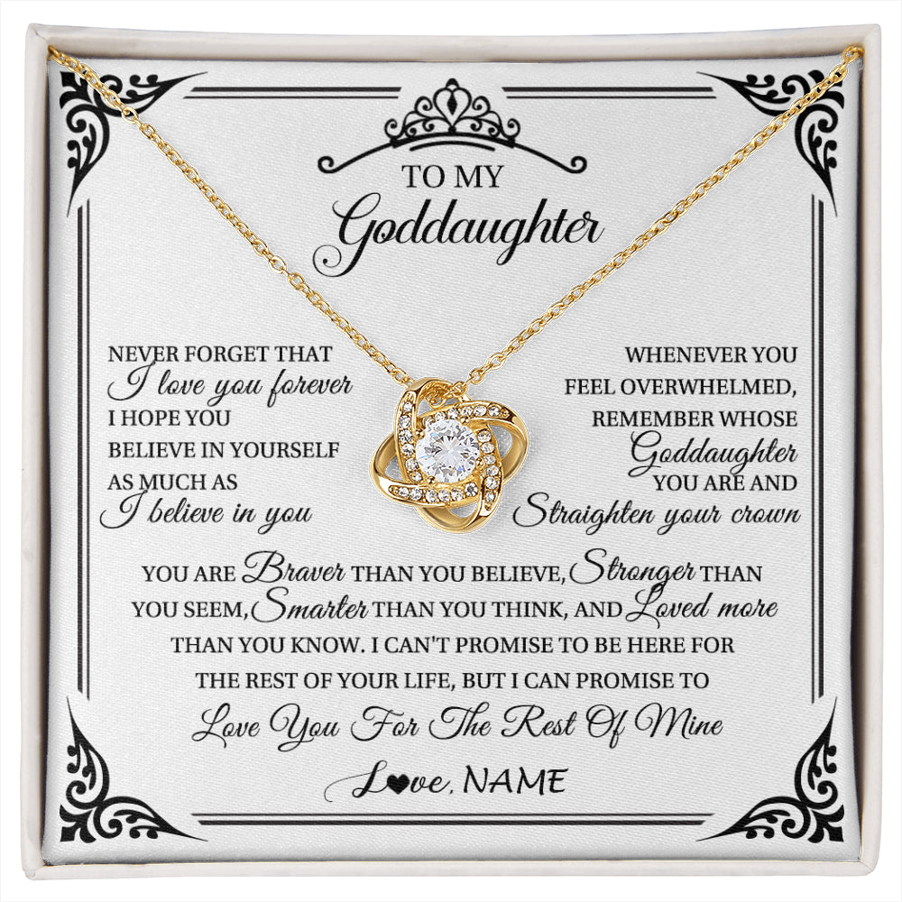 Love Knot Necklace 18K Yellow Gold Finish | 1 | Personalized To My Goddaughter Necklace From Aunt Uncle I Love You Forever Goddaughter Birthday Jewelry Graduation Christmas Customized Gift Box Message Card | siriusteestore