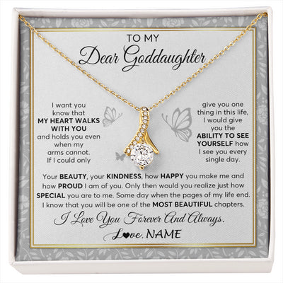 Alluring Beauty Necklace 18K Yellow Gold Finish | 1 | Personalized To My Goddaughter Necklace From Aunt Uncle My Heart Walks With You Goddaughter Birthday Gifts Jewelry Christmas Customized Gift Box Message Card | siriusteestore