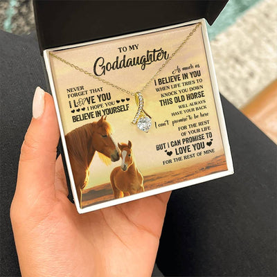 Alluring Beauty Necklace 18K Yellow Gold Finish | 2 | Personalized To My Goddaughter Necklace From Aunt Uncle This Old Horse Love You Goddaughter Birthday Jewelry Christmas Customized Gift Box Message Card | siriusteestore