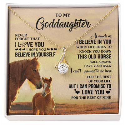 Alluring Beauty Necklace 18K Yellow Gold Finish | 1 | Personalized To My Goddaughter Necklace From Aunt Uncle This Old Horse Love You Goddaughter Birthday Jewelry Christmas Customized Gift Box Message Card | siriusteestore