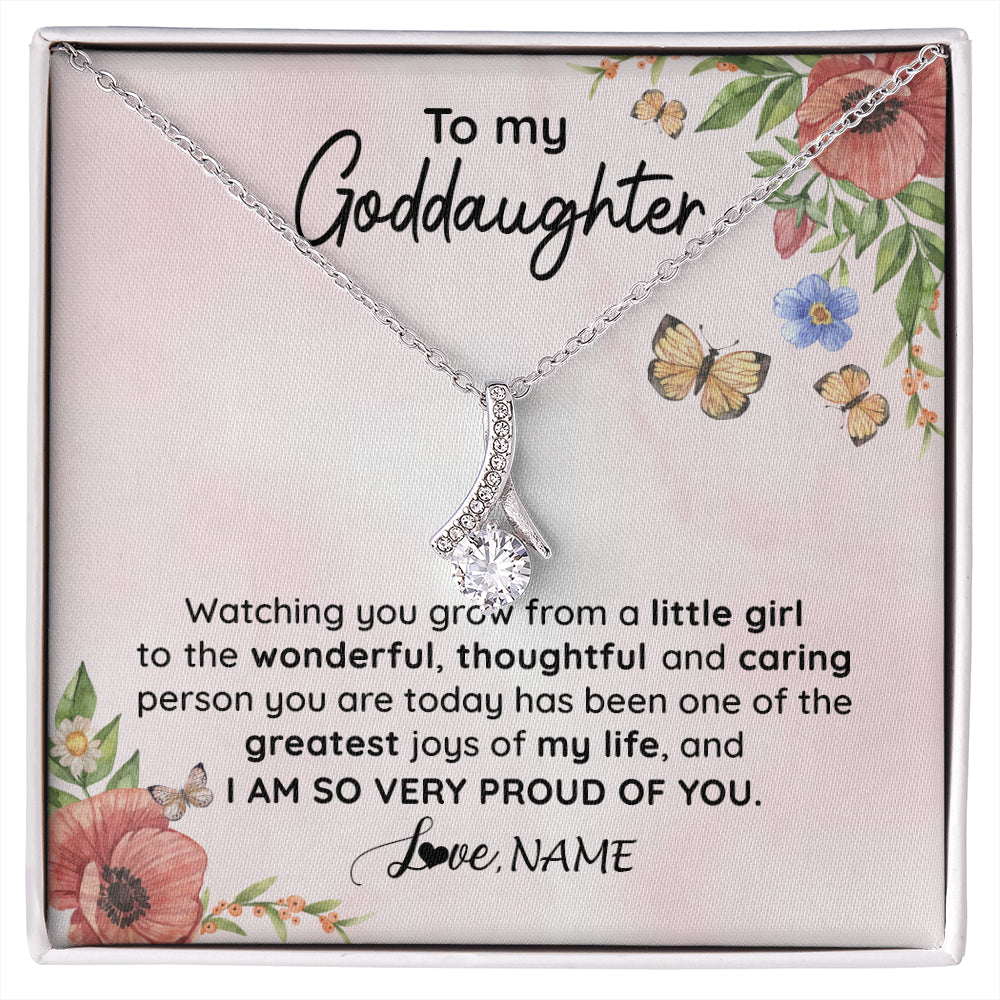 Alluring Beauty Necklace 14K White Gold Finish | 1 | Personalized To My Goddaughter Necklace From Aunt Uncle Watching You Grow Goddaughter Birthday Gifts Graduation Christmas Customized Gift Box Message Card | siriusteestore