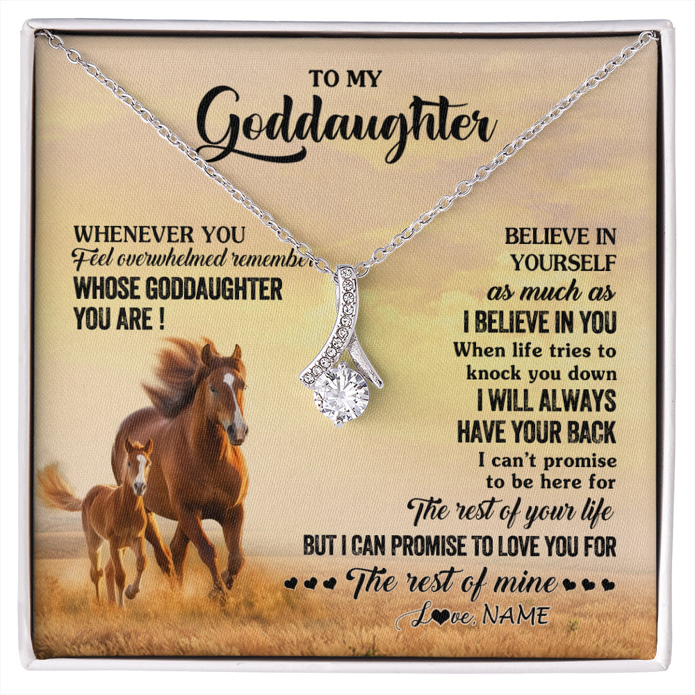 Alluring Beauty Necklace 14K White Gold Finish | 1 | Personalized To My Goddaughter Necklace From Aunt Uncle Whenever You Feel Horse Goddaughter Birthday Jewelry Christmas Customized Gift Box Message Card | siriusteestore