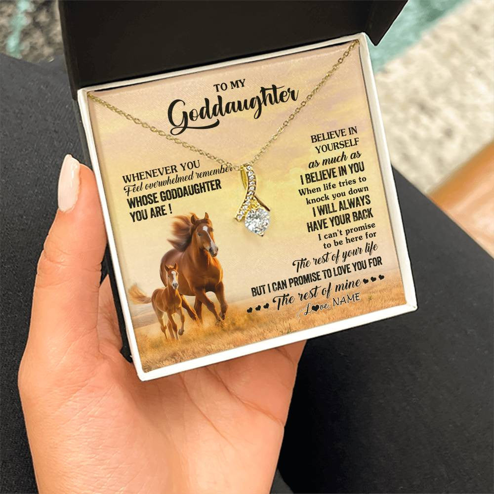 Alluring Beauty Necklace 18K Yellow Gold Finish | 2 | Personalized To My Goddaughter Necklace From Aunt Uncle Whenever You Feel Horse Goddaughter Birthday Jewelry Christmas Customized Gift Box Message Card | siriusteestore