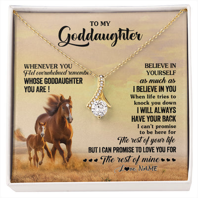Alluring Beauty Necklace 18K Yellow Gold Finish | 1 | Personalized To My Goddaughter Necklace From Aunt Uncle Whenever You Feel Horse Goddaughter Birthday Jewelry Christmas Customized Gift Box Message Card | siriusteestore