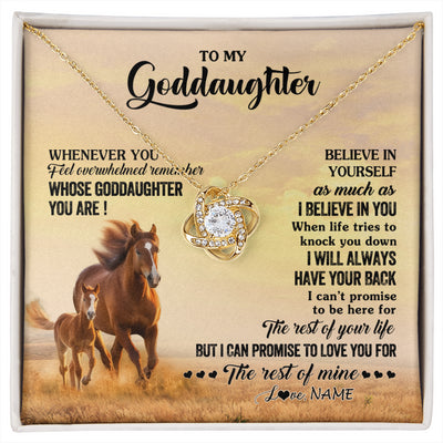 Love Knot Necklace 18K Yellow Gold Finish | 1 | Personalized To My Goddaughter Necklace From Aunt Uncle Whenever You Feel Horse Goddaughter Birthday Jewelry Christmas Customized Gift Box Message Card | siriusteestore