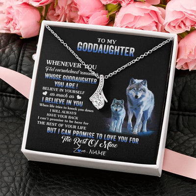 Alluring Beauty Necklace 14K White Gold Finish | 2 | Personalized To My Goddaughter Necklace From Aunt Uncle Whenever You Feel Wolf Goddaughter Birthday Gifts Jewelry Christmas Customized Gift Box Message Card | siriusteestore