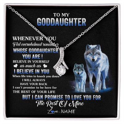 Alluring Beauty Necklace 14K White Gold Finish | 1 | Personalized To My Goddaughter Necklace From Aunt Uncle Whenever You Feel Wolf Goddaughter Birthday Gifts Jewelry Christmas Customized Gift Box Message Card | siriusteestore