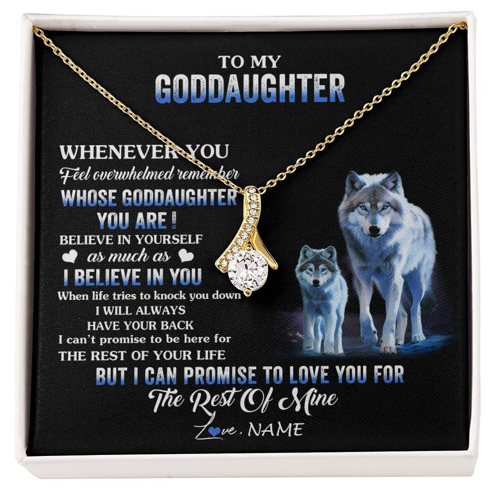 Alluring Beauty Necklace 18K Yellow Gold Finish | 1 | Personalized To My Goddaughter Necklace From Aunt Uncle Whenever You Feel Wolf Goddaughter Birthday Gifts Jewelry Christmas Customized Gift Box Message Card | siriusteestore