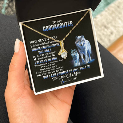 Alluring Beauty Necklace 18K Yellow Gold Finish | 2 | Personalized To My Goddaughter Necklace From Aunt Uncle Whenever You Feel Wolf Goddaughter Birthday Gifts Jewelry Christmas Customized Gift Box Message Card | siriusteestore