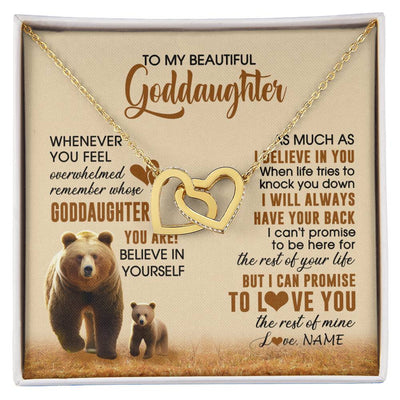 Interlocking Hearts Necklace 18K Yellow Gold Finish | 1 | Personalized To My Goddaughter Necklace From Aunt Whenever You Feel Bear Goddaughter Birthday Gifts Gifts Graduation Christmas Customized Gift Box Message Card | siriusteestore