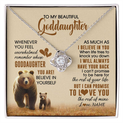 Love Knot Necklace 14K White Gold Finish | 1 | Personalized To My Goddaughter Necklace From Aunt Whenever You Feel Bear Goddaughter Birthday Gifts Gifts Graduation Christmas Customized Gift Box Message Card | siriusteestore