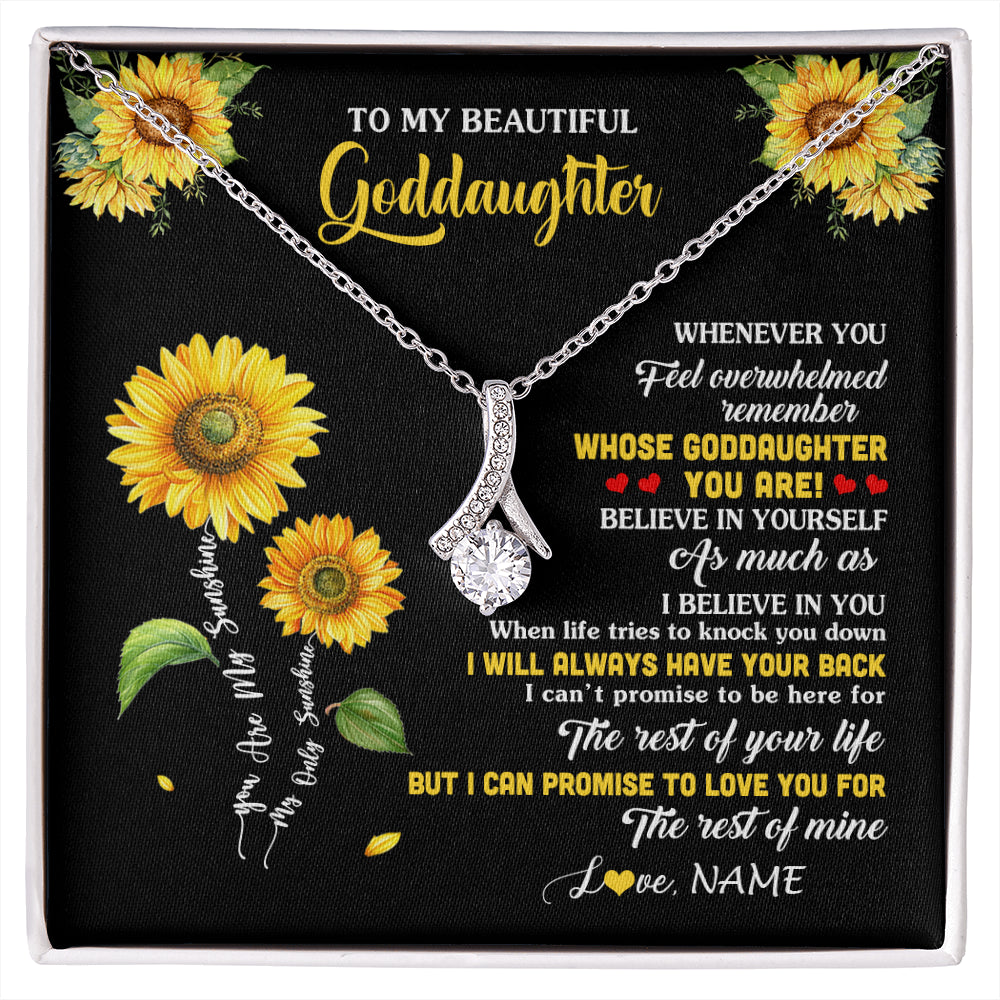 Alluring Beauty Necklace 14K White Gold Finish | 1 | Personalized To My Goddaughter Necklace From Aunt Whenever You Feel Sunflower Goddaughter Birthday Graduation Christmas Customized Gift Box Message Card | siriusteestore