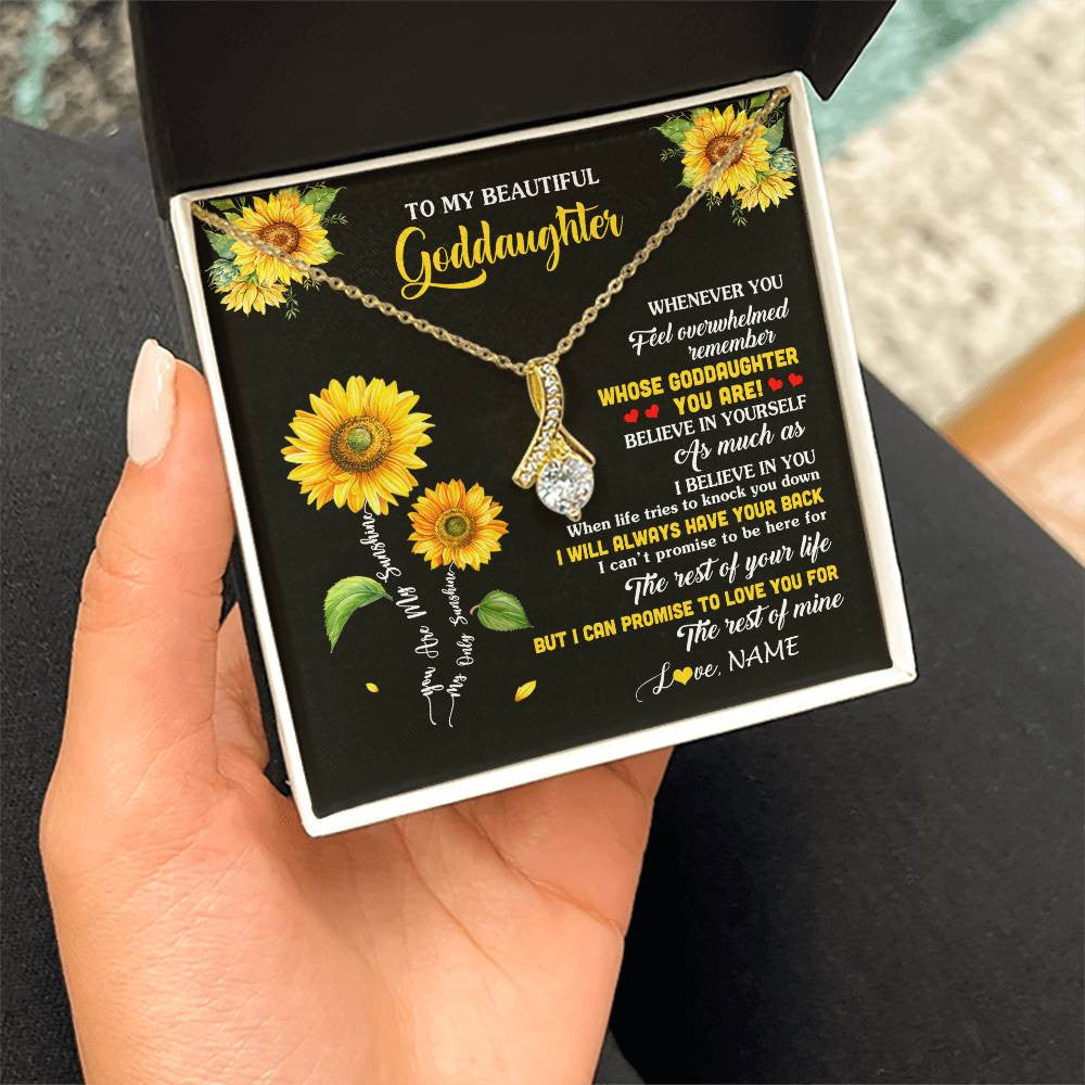 Alluring Beauty Necklace 18K Yellow Gold Finish | 2 | Personalized To My Goddaughter Necklace From Aunt Whenever You Feel Sunflower Goddaughter Birthday Graduation Christmas Customized Gift Box Message Card | siriusteestore