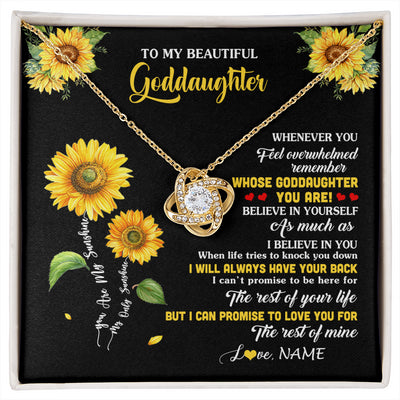 Love Knot Necklace 18K Yellow Gold Finish | 1 | Personalized To My Goddaughter Necklace From Aunt Whenever You Feel Sunflower Goddaughter Birthday Graduation Christmas Customized Gift Box Message Card | siriusteestore