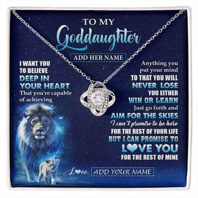 Love Knot Necklace 14K White Gold Finish | 1 | Personalized To My Goddaughter Necklace From Godfather Believe Your Heart Goddaughter Gift Birthday Graduation Christmas Customized Gift Box Message Card | siriusteestore.myshopify