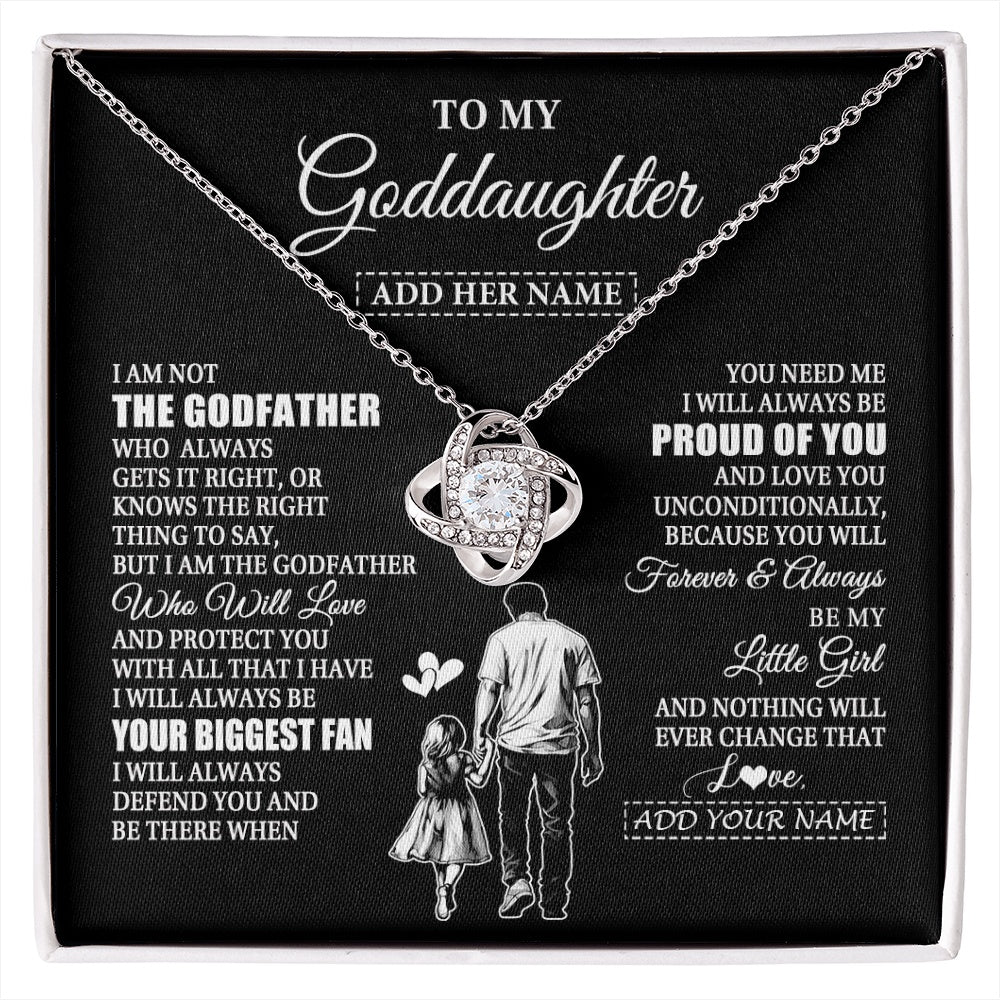 Love Knot Necklace 14K White Gold Finish | 1 | Personalized To My Goddaughter Necklace From Godfather Biggest Fan Birthday Gifts For Goddaughter From Godfather Aunt Christmas Custom Gift Box Message Card | siriusteestore.myshopify