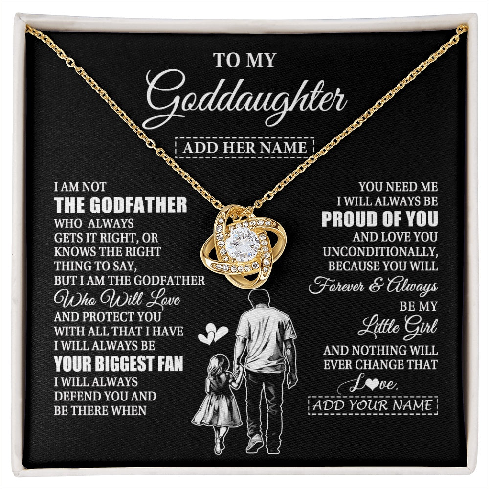 Love Knot Necklace 18K Yellow Gold Finish | 1 | Personalized To My Goddaughter Necklace From Godfather Biggest Fan Birthday Gifts For Goddaughter From Godfather Aunt Christmas Custom Gift Box Message Card | siriusteestore.myshopify