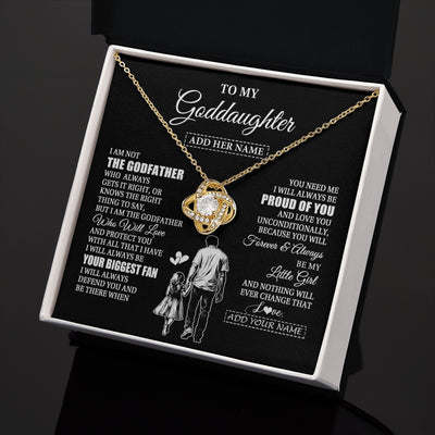 Love Knot Necklace 18K Yellow Gold Finish | 2 | Personalized To My Goddaughter Necklace From Godfather Biggest Fan Birthday Gifts For Goddaughter From Godfather Aunt Christmas Custom Gift Box Message Card | siriusteestore.myshopify