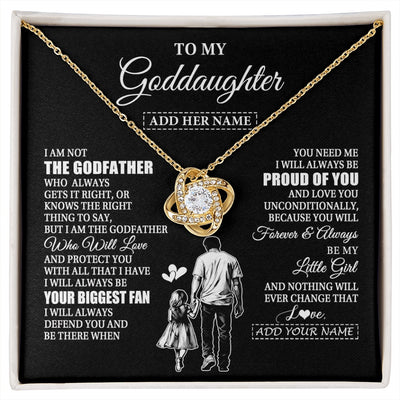 Love Knot Necklace 18K Yellow Gold Finish | 1 | Personalized To My Goddaughter Necklace From Godfather Biggest Fan Birthday Gifts For Goddaughter From Godfather Aunt Christmas Custom Gift Box Message Card | siriusteestore.myshopify