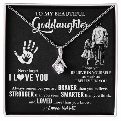 Alluring Beauty Necklace 14K White Gold Finish | 1 | Personalized To My Goddaughter Necklace From Godfather Never Forget I Love You Goddaughter Birthday Christmas Graduation Customized Gift Box Message Card | siriusteestore