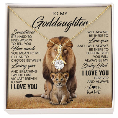 Alluring Beauty Necklace 18K Yellow Gold Finish | 1 | Personalized To My Goddaughter Necklace From Godfather Sometimes It's Hard Lion Goddaughter Gift Birthday Jewelry Christmas Customized Gift Box Message Card | siriusteestore