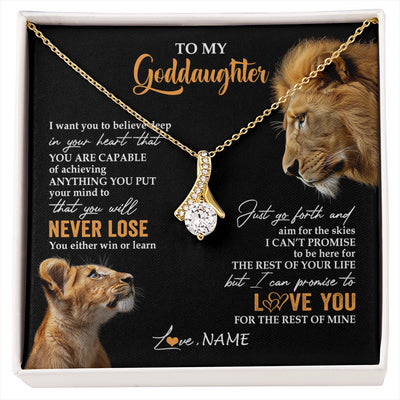 Alluring Beauty Necklace 18K Yellow Gold Finish | 1 | Personalized To My Goddaughter Necklace From Godfather Uncle You Will Never Lose Lion Goddaughter Birthday Gifts Graduation Christmas Gift Box Message Card | siriusteestore