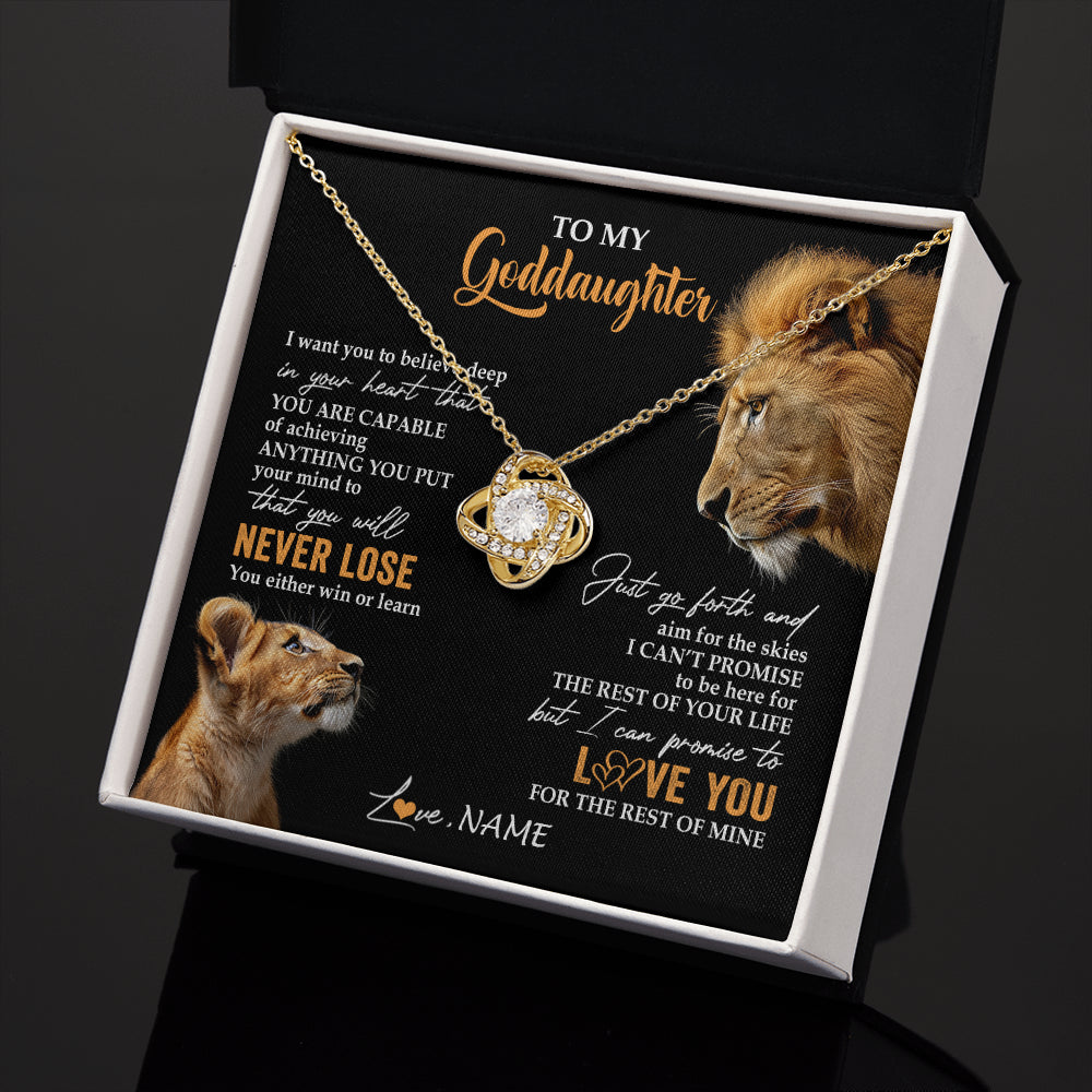 Love Knot Necklace 18K Yellow Gold Finish | 2 | Personalized To My Goddaughter Necklace From Godfather Uncle You Will Never Lose Lion Goddaughter Birthday Gifts Graduation Christmas Gift Box Message Card | siriusteestore