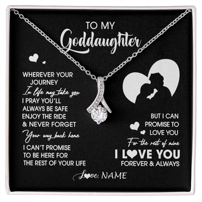 Alluring Beauty Necklace 14K White Gold Finish | 1 | Personalized To My Goddaughter Necklace From Godfather Wherever Your Journey Goddaughter Birthday Gifts Graduation Christmas Customized Gift Box Message Card | siriusteestore