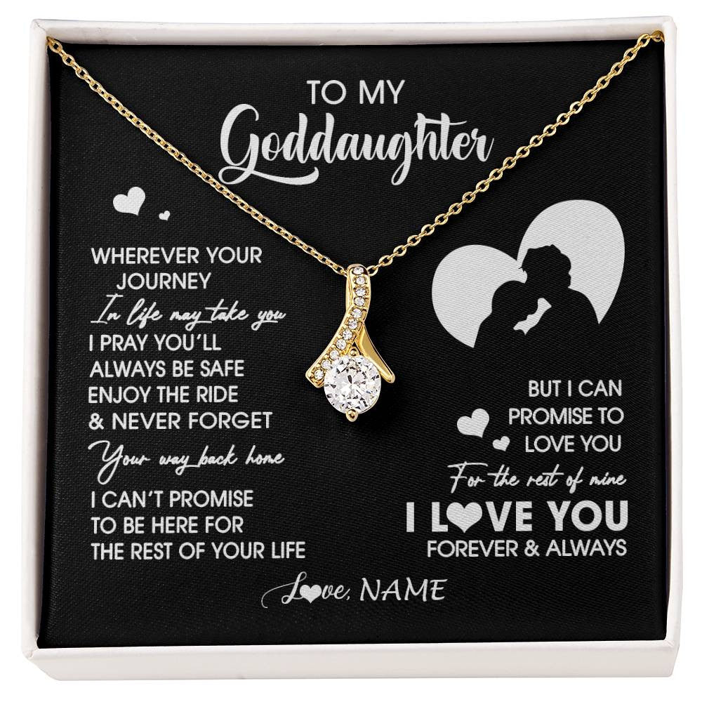 Alluring Beauty Necklace 18K Yellow Gold Finish | 1 | Personalized To My Goddaughter Necklace From Godfather Wherever Your Journey Goddaughter Birthday Gifts Graduation Christmas Customized Gift Box Message Card | siriusteestore