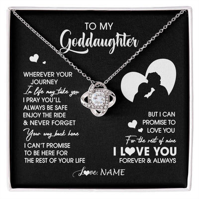 Love Knot Necklace 14K White Gold Finish | 1 | Personalized To My Goddaughter Necklace From Godfather Wherever Your Journey Goddaughter Birthday Gifts Graduation Christmas Customized Gift Box Message Card | siriusteestore