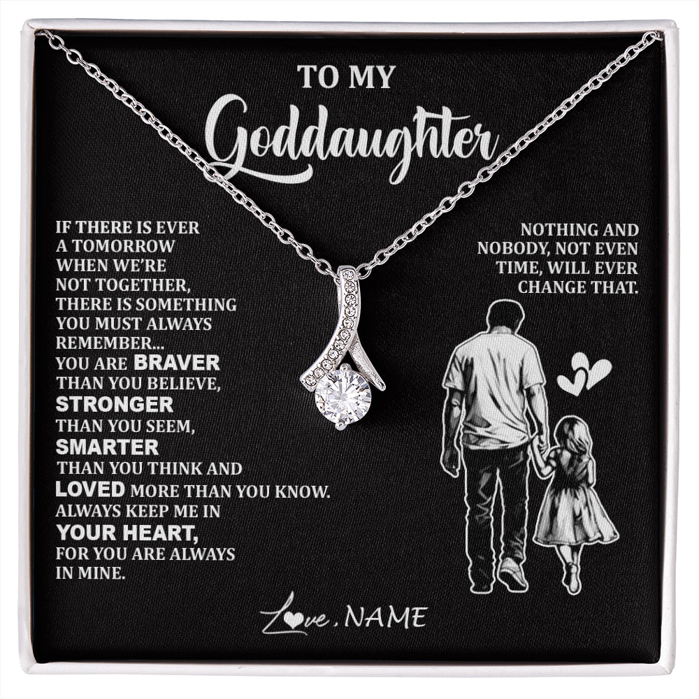 Alluring Beauty Necklace 14K White Gold Finish | 1 | Personalized To My Goddaughter Necklace From Godfather You Are Always In Mine Beautiful Goddaughter Birthday Graduation Christmas With Gift Box Message Card | siriusteestore