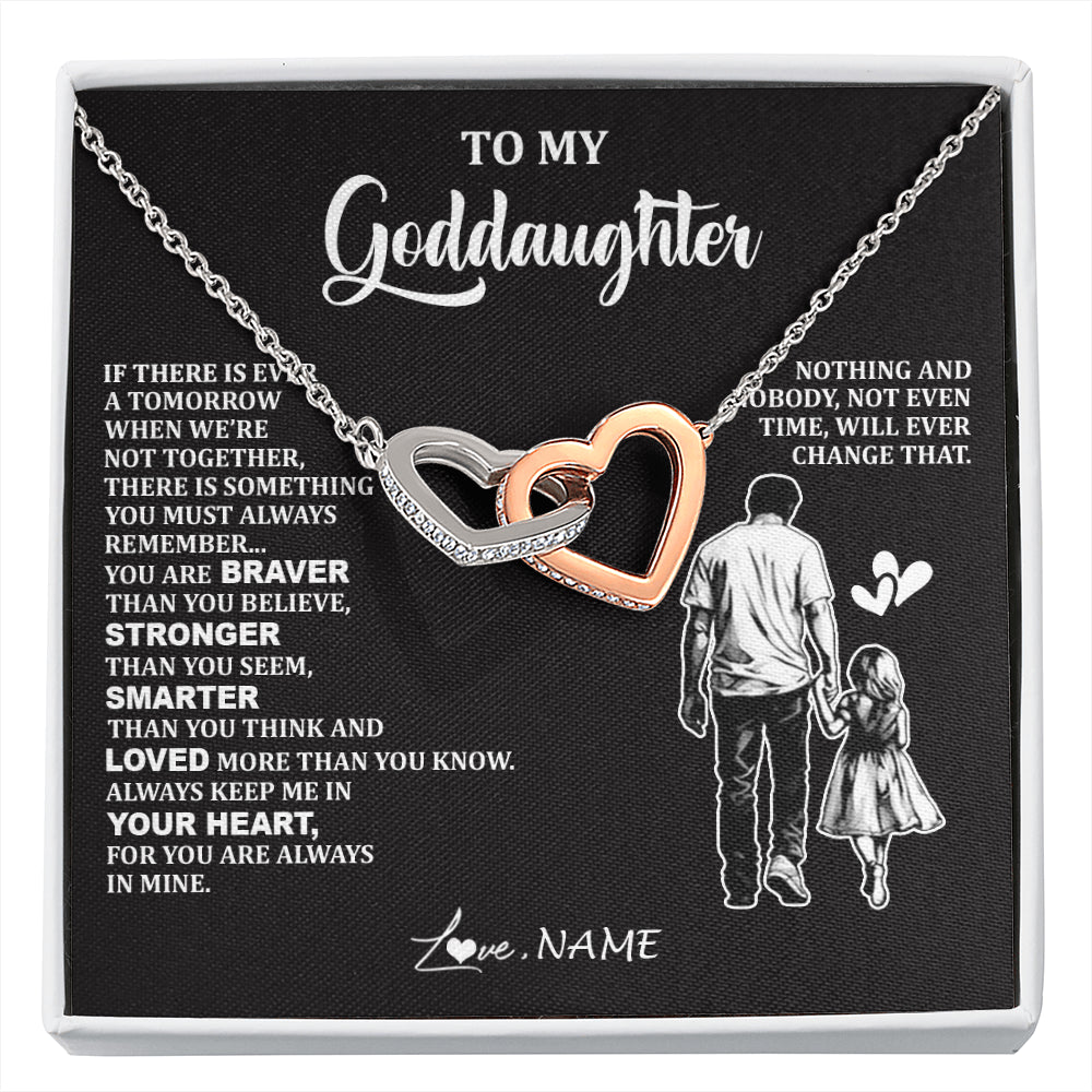 Interlocking Hearts Necklace Stainless Steel & Rose Gold Finish | 1 | Personalized To My Goddaughter Necklace From Godfather You Are Always In Mine Beautiful Goddaughter Birthday Graduation Christmas With Gift Box Message Card | siriusteestore