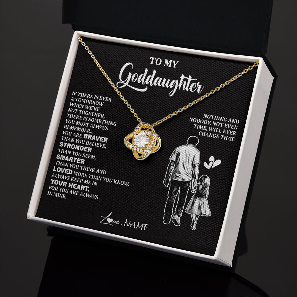 Love Knot Necklace 18K Yellow Gold Finish | 2 | Personalized To My Goddaughter Necklace From Godfather You Are Always In Mine Beautiful Goddaughter Birthday Graduation Christmas With Gift Box Message Card | siriusteestore