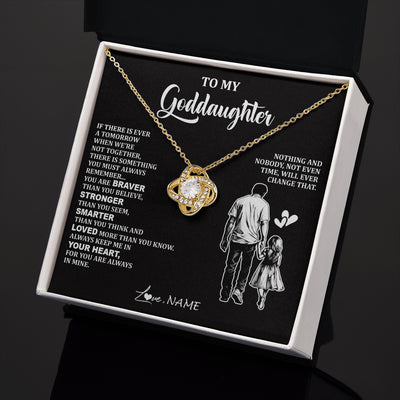 Love Knot Necklace 18K Yellow Gold Finish | 2 | Personalized To My Goddaughter Necklace From Godfather You Are Always In Mine Beautiful Goddaughter Birthday Graduation Christmas With Gift Box Message Card | siriusteestore