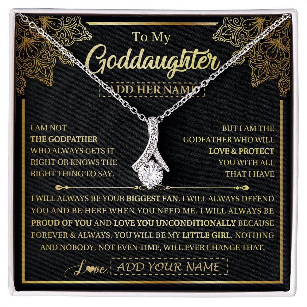 Alluring Beauty Necklace 14K White Gold Finish | 1 | Personalized To My Goddaughter Necklace From Godfather Your Biggest Fan Birthday Gifts For Goddaughter Gifts Christmas Jewelry Custom Gift Box Message Card | siriusteestore.myshopify