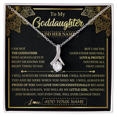 Alluring Beauty Necklace 14K White Gold Finish | 1 | Personalized To My Goddaughter Necklace From Godfather Your Biggest Fan Birthday Gifts For Goddaughter Gifts Christmas Jewelry Custom Gift Box Message Card | siriusteestore.myshopify
