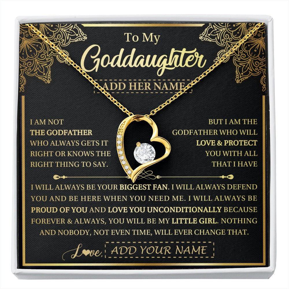 Forever Love Necklace 18K Yellow Gold Finish | 1 | Personalized To My Goddaughter Necklace From Godfather Your Biggest Fan Birthday Gifts For Goddaughter Gifts Christmas Jewelry Custom Gift Box Message Card | siriusteestore.myshopify